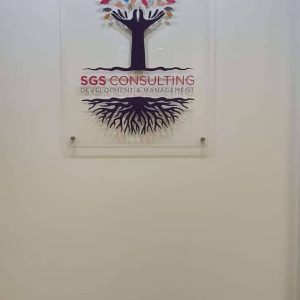 Acrylic wall signs with standoffs